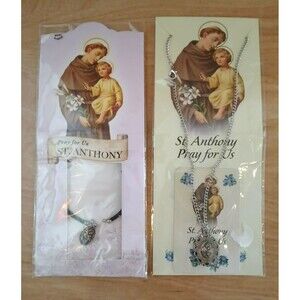 Saint Anthony Pray for Us Catholic Rosary Beads Necklace & Bracelet set of 2